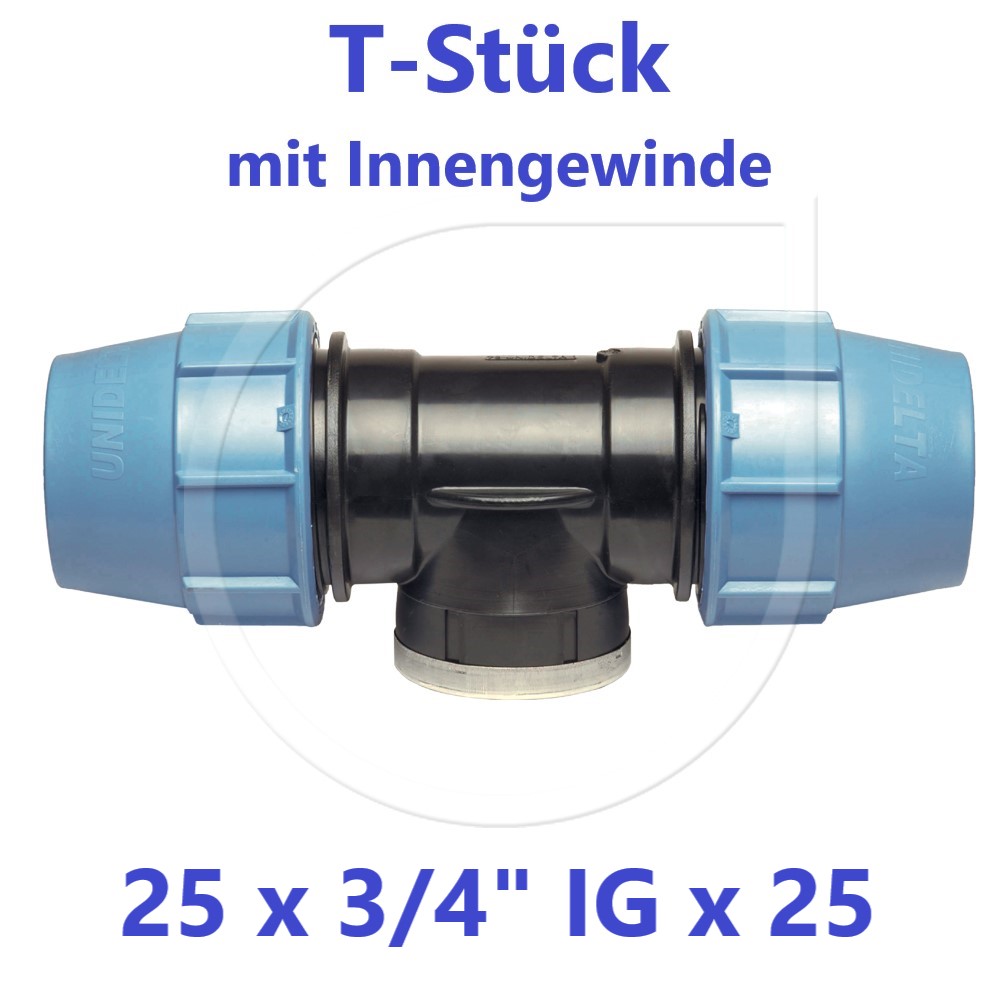 T-Stück mit Innengewinde 25 x 3/4"IG x 25