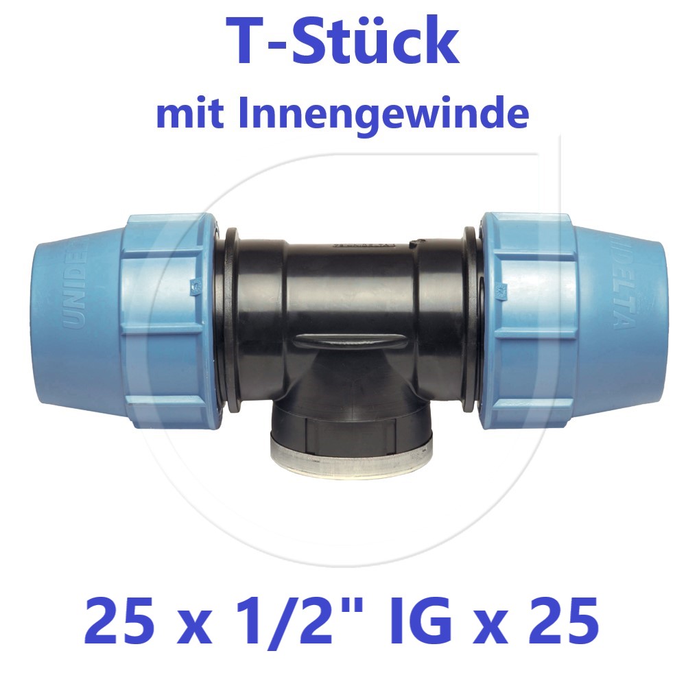 T-Stück mit Innengewinde 25 x 1/2"IG x 25