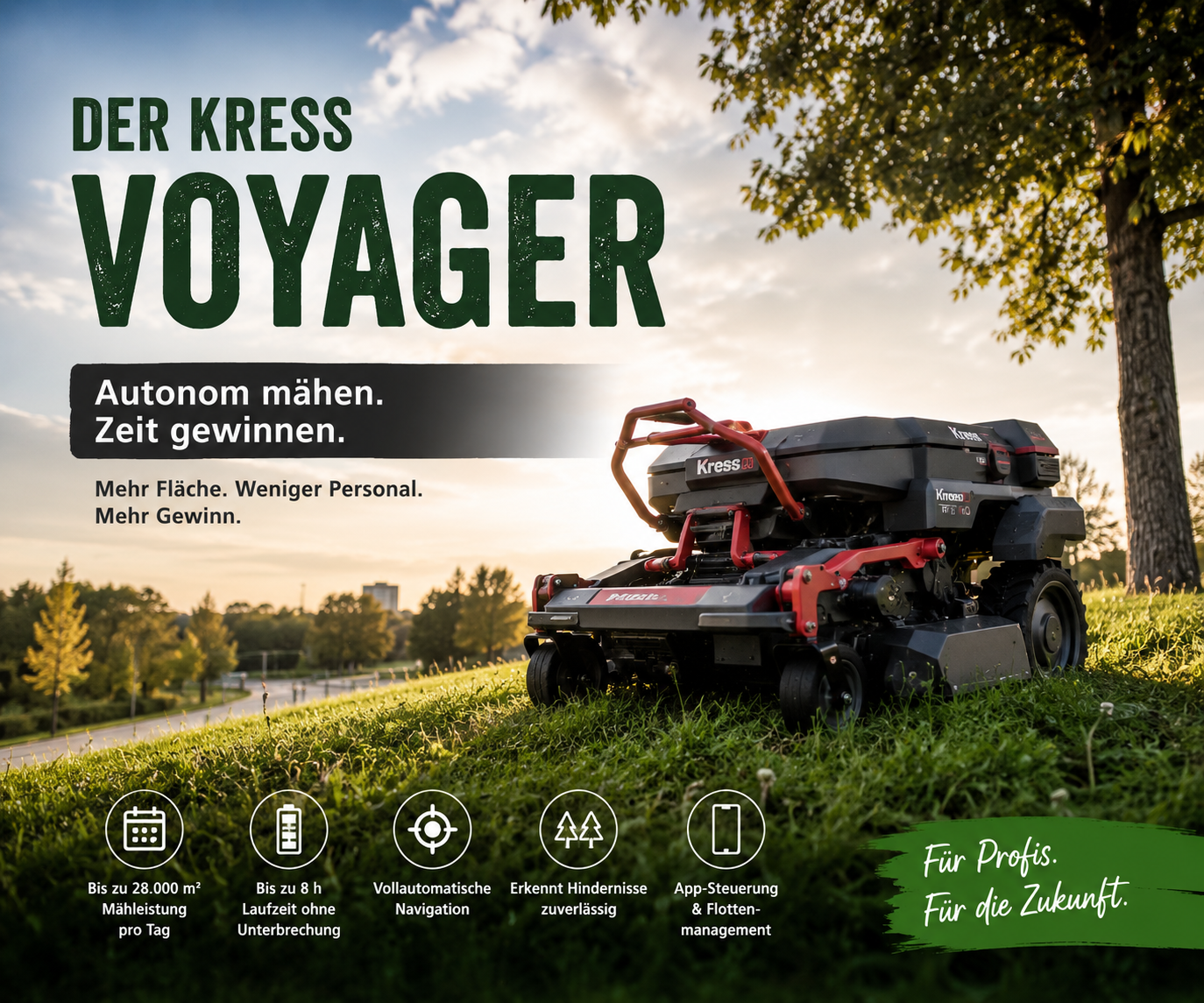 Kress Mission Mega RTKn Mähroboter für große Rasenflächen bei Ströbel Buch.